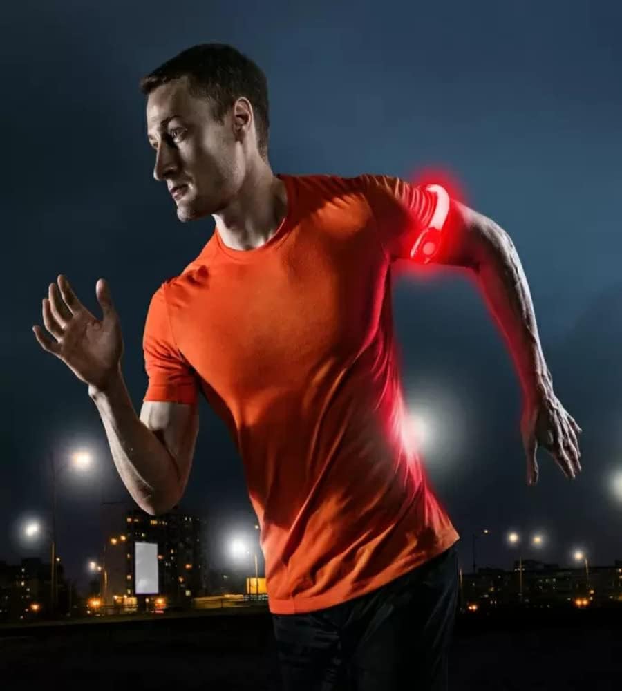 LED Safety Armband Light – Red Glow Strap with 3 Modes for Night Running, Cycling, Walking – Adjustable, Weatherproof, Battery Operated