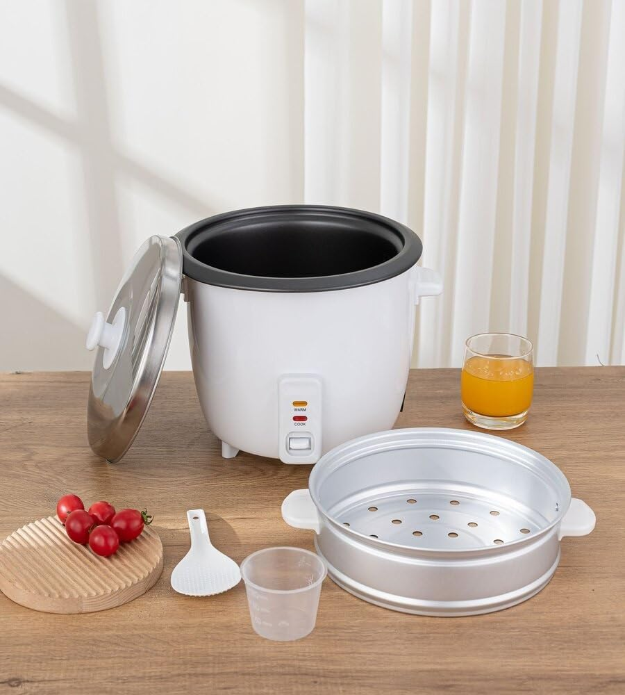4L Rice Cooker & Food Steamer – Non-Stick Pot, 750W, Keep Warm Function, One-Touch Operation (White)