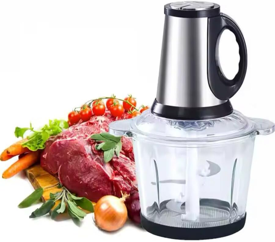 3.8L Electric Meat Chopper with Glass Bowl – 5 Stainless Steel Blades & 3-Speed Control – Multi-Use Food Processor