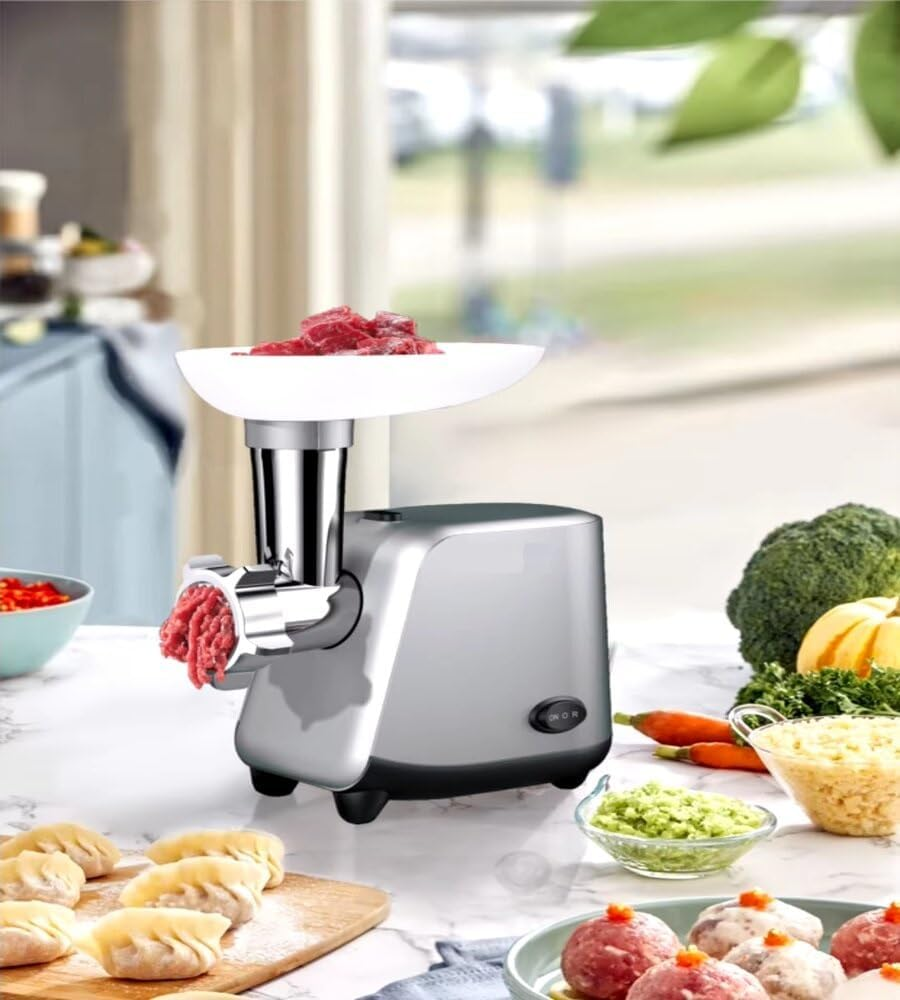 800W 5L Electric Meat Grinder – Stainless Steel Food Processor with Reverse Function & Grinding Plates