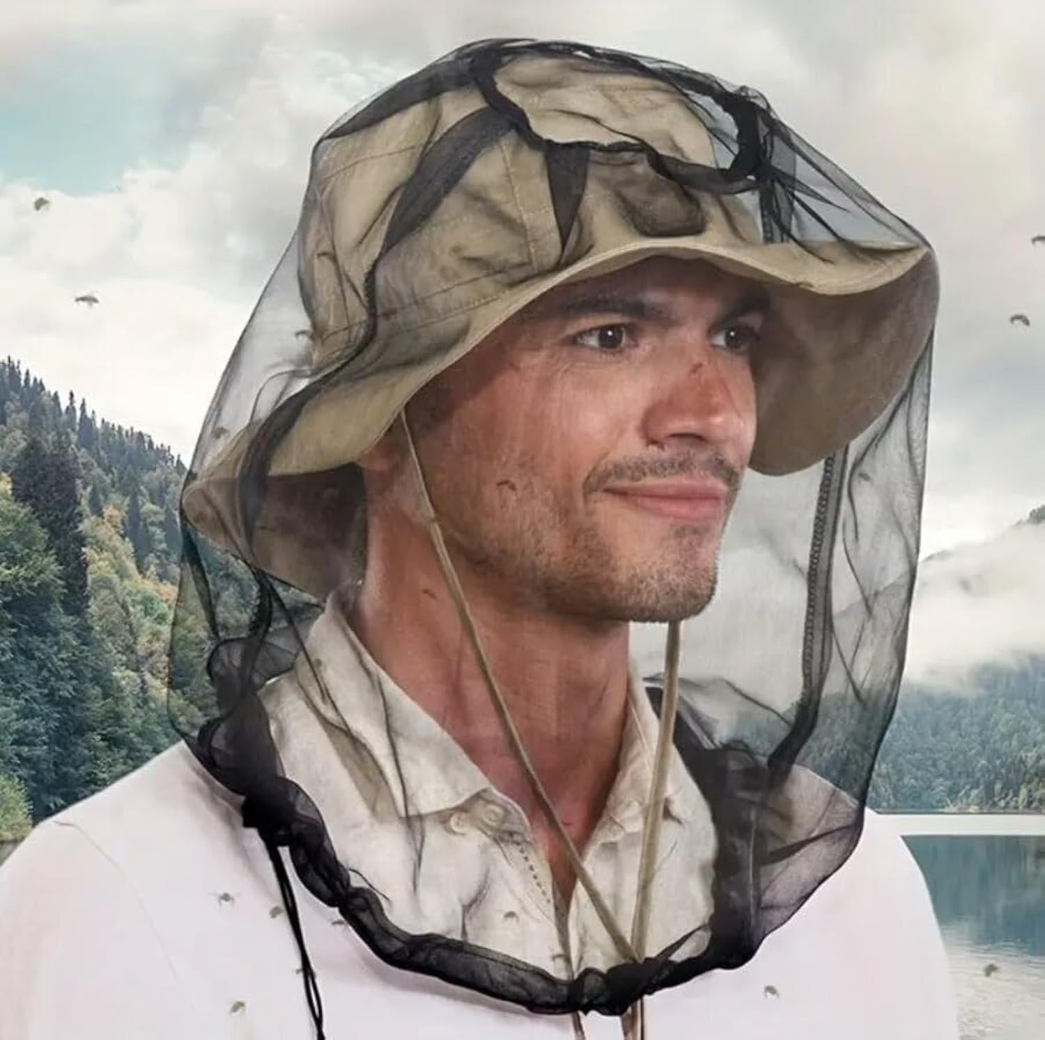 Mosquito Net Mesh Face & Neck Protector – Breathable Bug Shield for Beekeeping, Camping, Fishing, Hiking & Outdoor Use