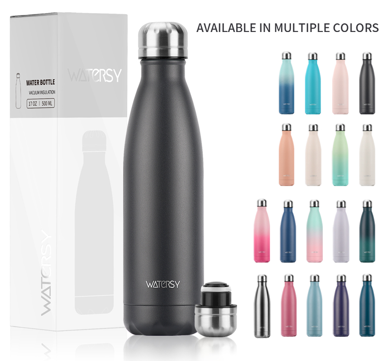 WATERSY Stainless Steel Insulated Water Bottle – 500ml Leak-Proof Flask for Hot & Cold Drinks